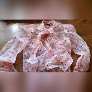 Chiffon polkadot blouse, pink NYT